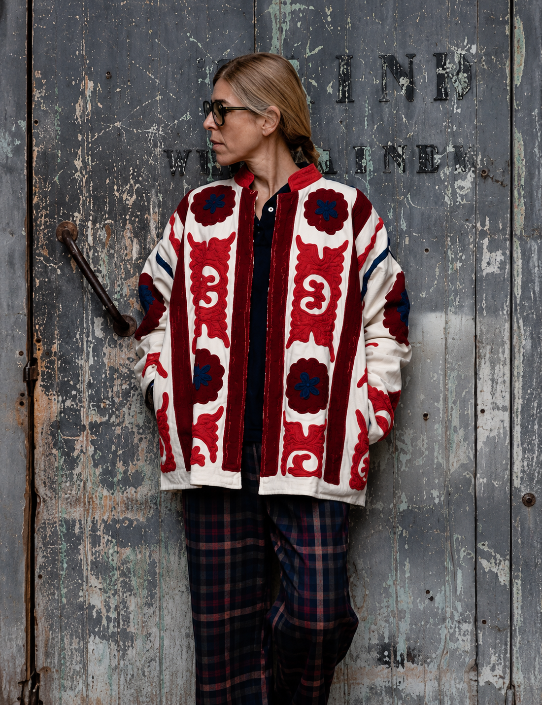 Handcrafted heritage jacket inspired by traditional Indian textiles
