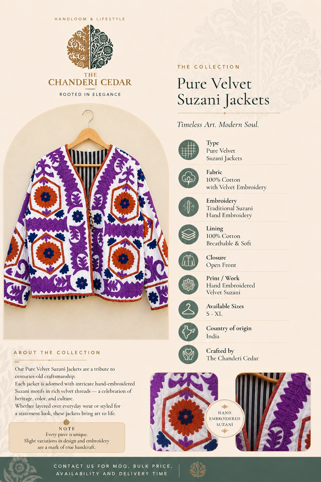 Pure Velvet Suzani Jacket Detail