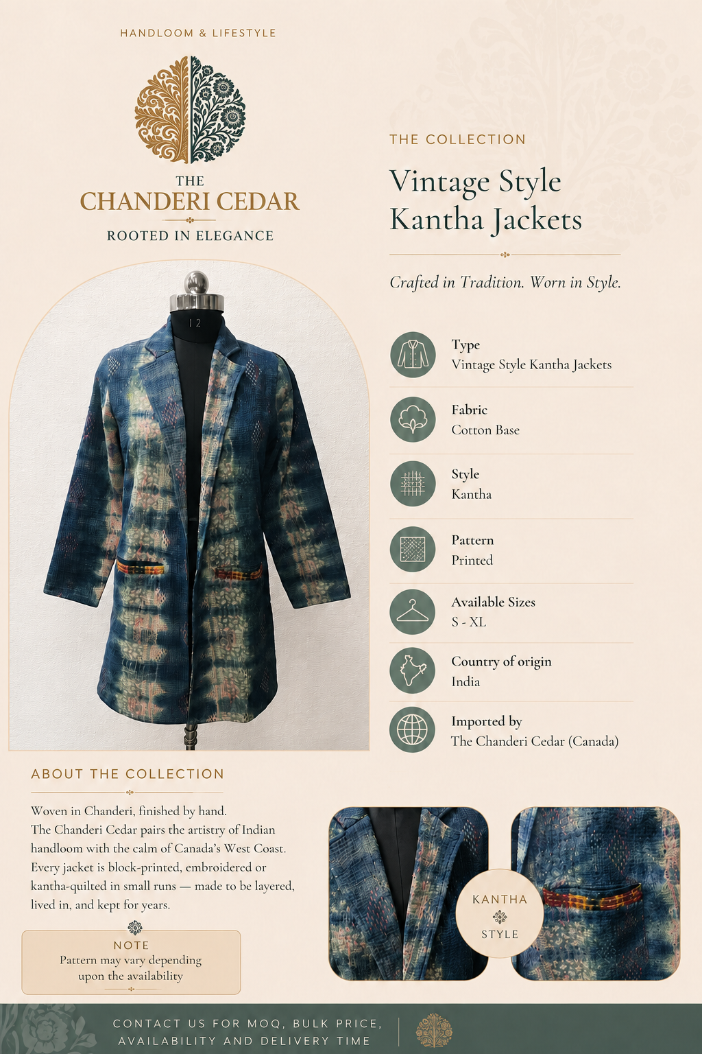 Vintage Style Kantha Jacket Back