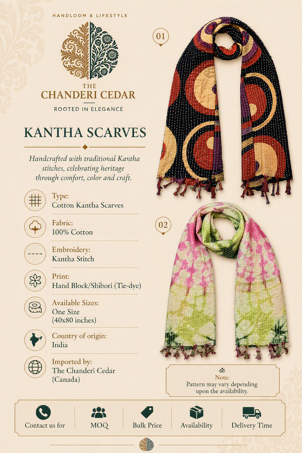 Cotton Kantha Scarves Detail