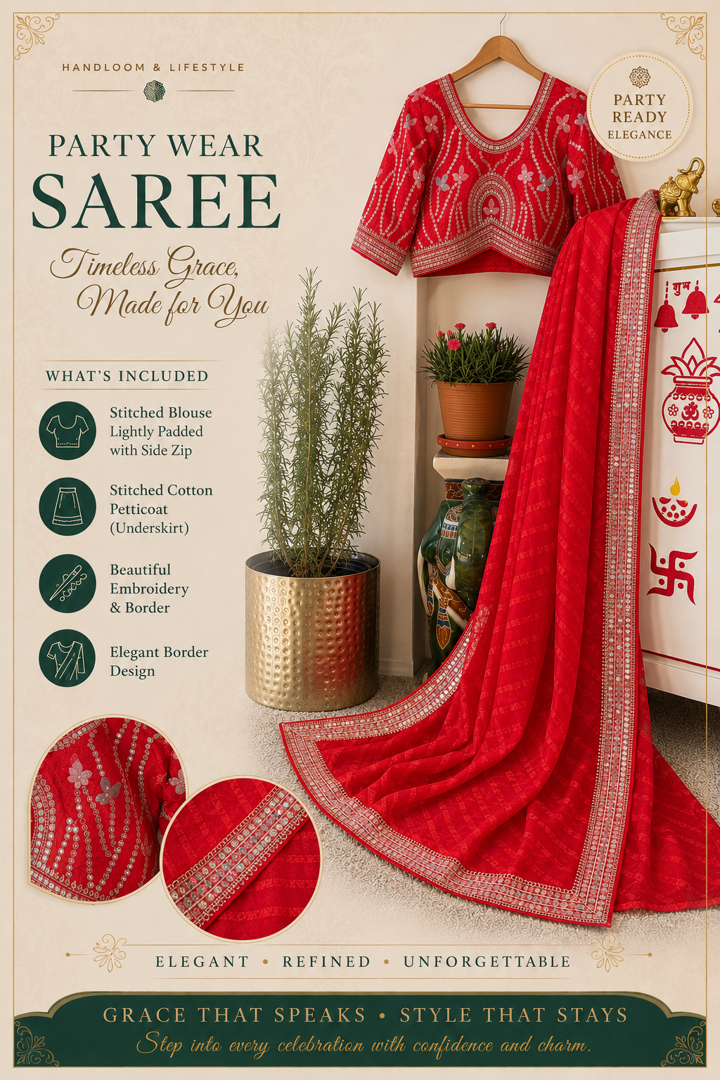 Party Wear Saree Colour Option 9